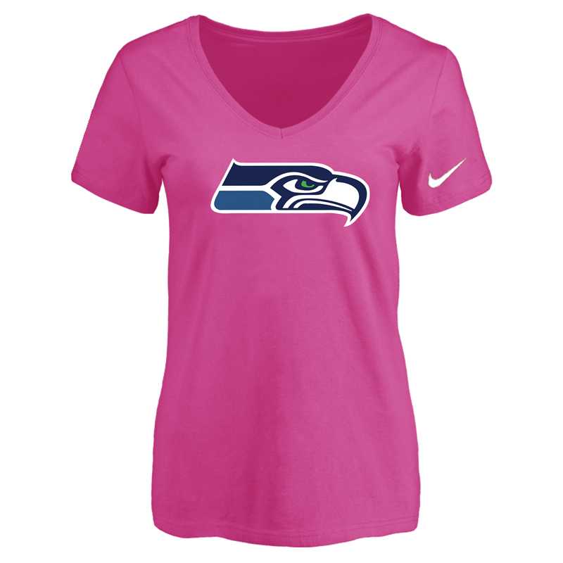 Women's Seattle Seahawks Peach Logo V neck T-Shirt FengYun,We sell and wholesale Women's Seattle Seahawks Peach Logo V neck T-Shirt FengYun on line form chian!