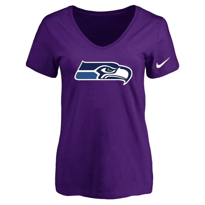 Women's Seattle Seahawks Purple Logo V neck T-Shirt FengYun,We sell and wholesale Women's Seattle Seahawks Purple Logo V neck T-Shirt FengYun on line form chian!