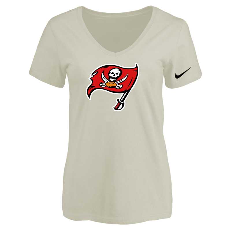 Women's Tampa Bay Buccaneers Cream Logo V neck T-Shirt FengYun,We sell and wholesale Women's Tampa Bay Buccaneers Cream Logo V neck T-Shirt FengYun on line form chian!