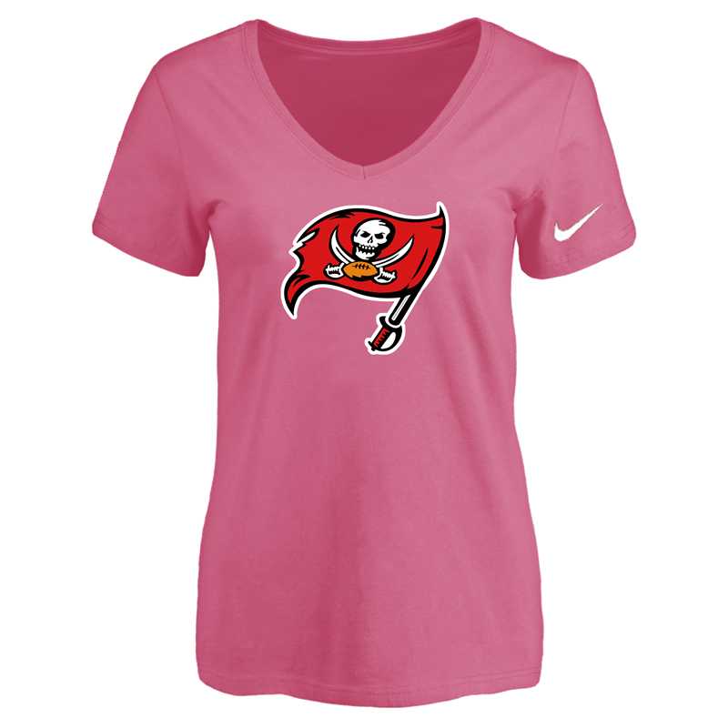 Women's Tampa Bay Buccaneers Pink Logo V neck T-Shirt FengYun,We sell and wholesale Women's Tampa Bay Buccaneers Pink Logo V neck T-Shirt FengYun on line form chian!