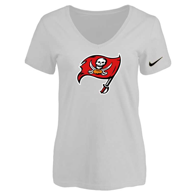 Women's Tampa Bay Buccaneers White Logo V neck T-Shirt FengYun,We sell and wholesale Women's Tampa Bay Buccaneers White Logo V neck T-Shirt FengYun on line form chian!