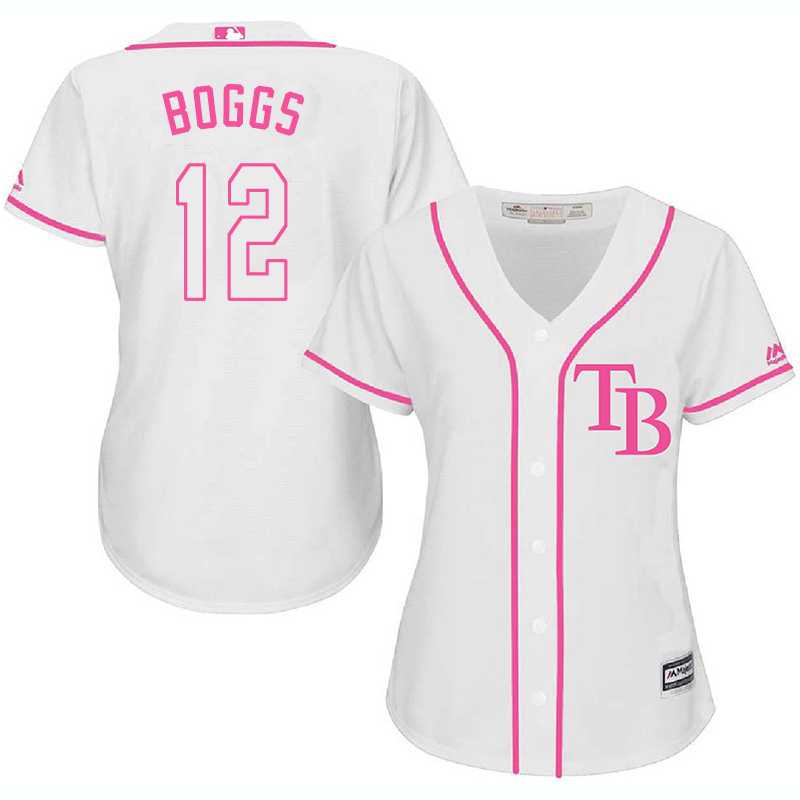 Women's Tampa Bay Rays #12 Wade Boggs White Pink New Cool Base Jersey,We sell and wholesale Women's Tampa Bay Rays #12 Wade Boggs White Pink New Cool Base Jersey on line form chian!