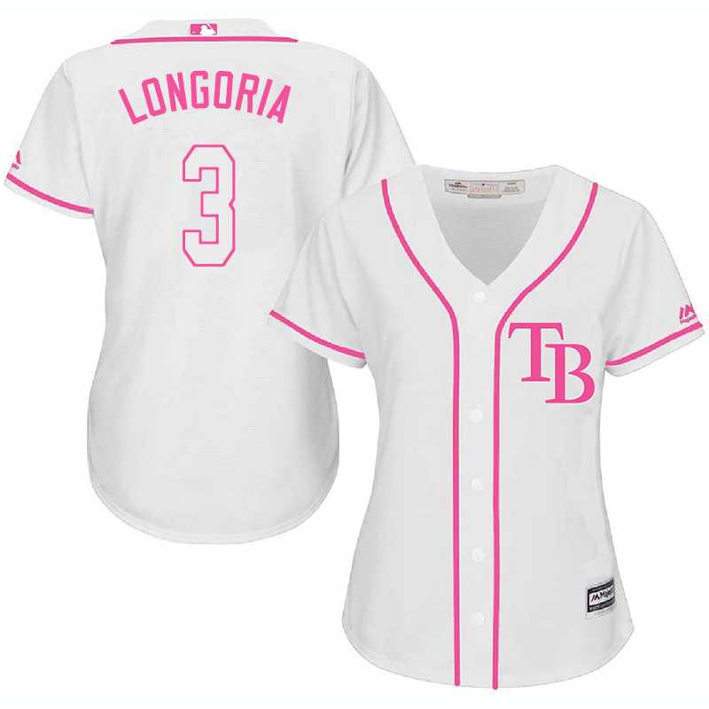Women's Tampa Bay Rays #3 Evan Longoria White Pink New Cool Base Jersey,We sell and wholesale Women's Tampa Bay Rays #3 Evan Longoria White Pink New Cool Base Jersey on line form chian!