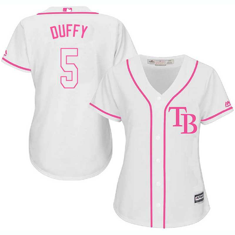 Women's Tampa Bay Rays #5 Matt Duffy White Pink New Cool Base Jersey,We sell and wholesale Women's Tampa Bay Rays #5 Matt Duffy White Pink New Cool Base Jersey on line form chian!