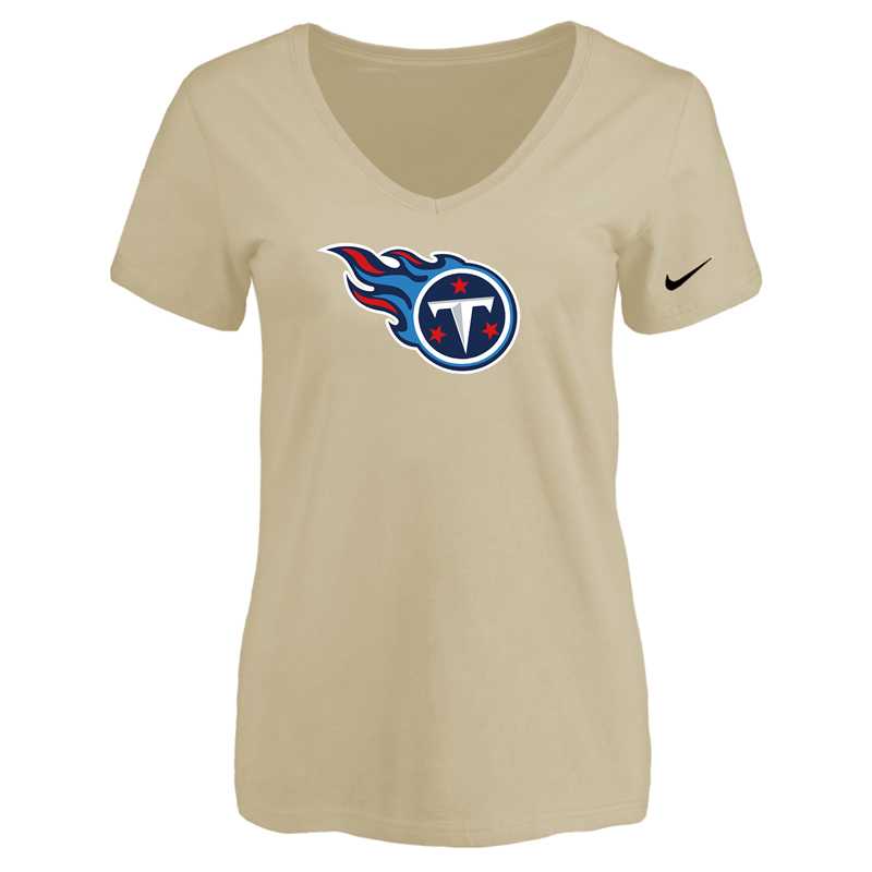 Women's Tennessee Titans Beige Logo V neck T-Shirt FengYun,We sell and wholesale Women's Tennessee Titans Beige Logo V neck T-Shirt FengYun on line form chian!