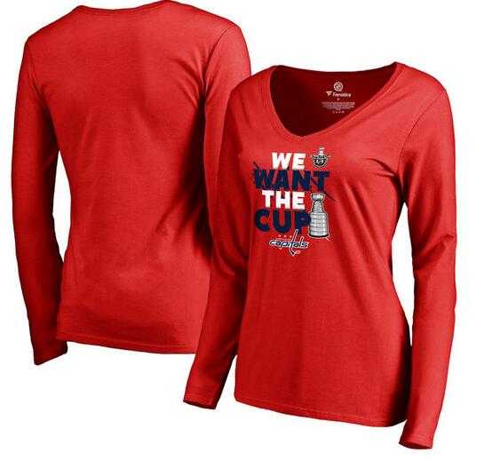Women's Washington Capitals Fanatics Branded 2017 NHL Stanley Cup Playoff Participant Blue Line V Neck Long Sleeve T Shirt Red FengYun,We sell and wholesale Women's Washington Capitals Fanatics Branded 2017 NHL Stanley Cup Playoff Participant Blue Line V Neck Long Sleeve T Shirt Red FengYun on line form chian!