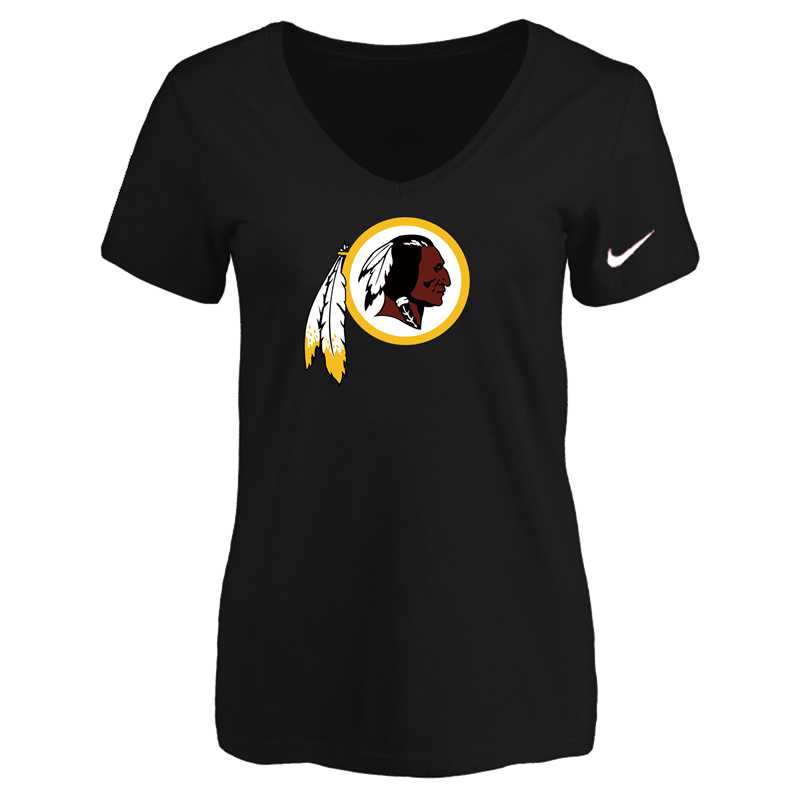 Women's Washington Redskins Black Logo V neck T-Shirt FengYun,We sell and wholesale Women's Washington Redskins Black Logo V neck T-Shirt FengYun on line form chian!