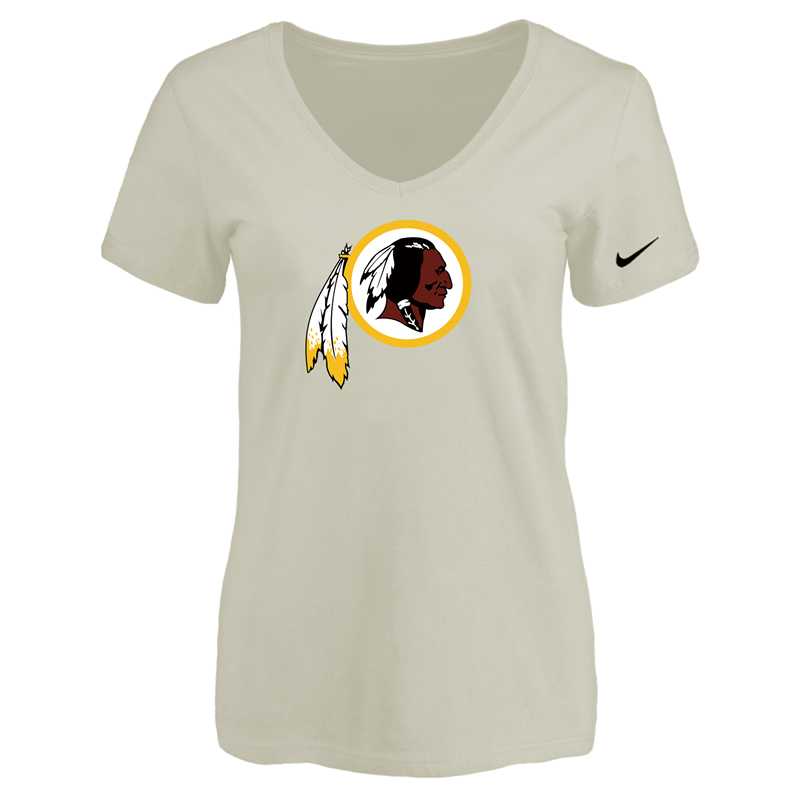 Women's Washington Redskins Cream Logo V neck T-Shirt FengYun,We sell and wholesale Women's Washington Redskins Cream Logo V neck T-Shirt FengYun on line form chian!