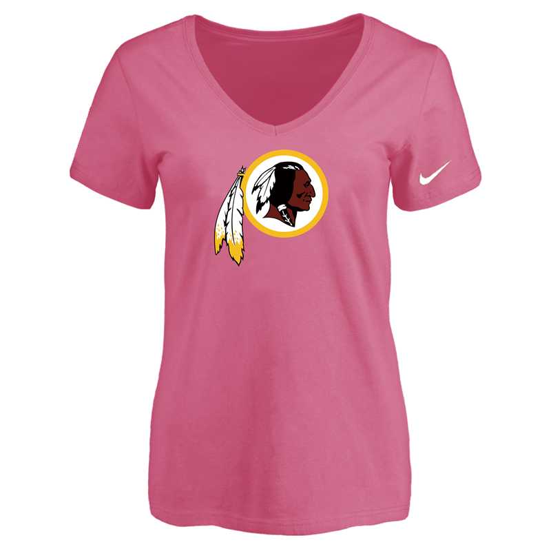 Women's Washington Redskins Pink Logo V neck T-Shirt FengYun,We sell and wholesale Women's Washington Redskins Pink Logo V neck T-Shirt FengYun on line form chian!