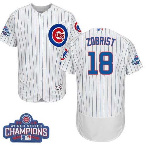 Chicago Cubs #18 Ben Zobrist White 2016 World Series Champions Flexbase Stitched Jersey DingZhi,We sell and wholesale Chicago Cubs #18 Ben Zobrist White 2016 World Series Champions Flexbase Stitched Jersey DingZhi on line form chian!