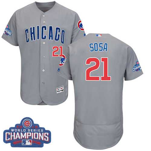Chicago Cubs #21 Sammy Sosa Gray 2016 World Series Champions Flexbase Stitched Jersey DingZhi,We sell and wholesale Chicago Cubs #21 Sammy Sosa Gray 2016 World Series Champions Flexbase Stitched Jersey DingZhi on line form chian!