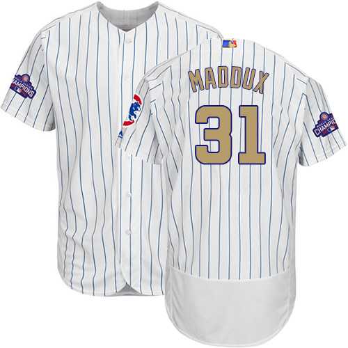 Chicago Cubs #31 Greg Maddux White World Series Champions Gold Program Flexbase Stitched Jersey DingZhi,We sell and wholesale Chicago Cubs #31 Greg Maddux White World Series Champions Gold Program Flexbase Stitched Jersey DingZhi on line form chian!