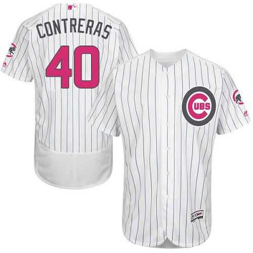 Chicago Cubs #40 Willson Contreras White Mother's Day Flexbase Stitched Jersey DingZhi,We sell and wholesale Chicago Cubs #40 Willson Contreras White Mother's Day Flexbase Stitched Jersey DingZhi on line form chian!
