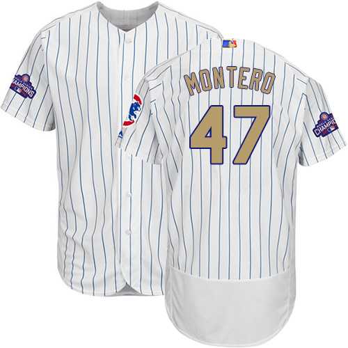Chicago Cubs #47 Miguel Montero White World Series Champions Gold Program Flexbase Stitched Jersey DingZhi,We sell and wholesale Chicago Cubs #47 Miguel Montero White World Series Champions Gold Program Flexbase Stitched Jersey DingZhi on line form chian!