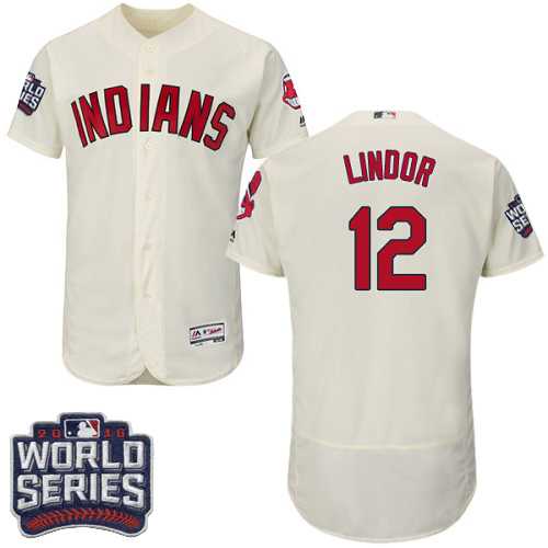 Cleveland Indians #12 Francisco Lindor Cream 2016 World Series Flexbase Stitched Jersey DingZhi,We sell and wholesale Cleveland Indians #12 Francisco Lindor Cream 2016 World Series Flexbase Stitched Jersey DingZhi on line form chian!
