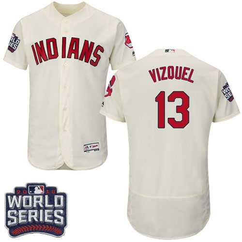Cleveland Indians #13 Omar Vizquel Cream 2016 World Series Flexbase Stitched Jersey DingZhi,We sell and wholesale Cleveland Indians #13 Omar Vizquel Cream 2016 World Series Flexbase Stitched Jersey DingZhi on line form chian!