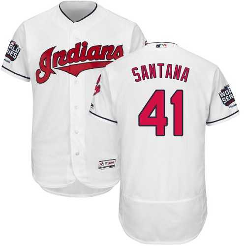 Cleveland Indians #41 Carlos Santana White 2016 World Series Flexbase Stitched Jersey DingZhi,We sell and wholesale Cleveland Indians #41 Carlos Santana White 2016 World Series Flexbase Stitched Jersey DingZhi on line form chian!