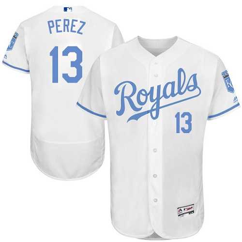 Kansas City Royals #13 Salvador Perez White Father's Day Flexbase Stitched Jersey DingZhi,We sell and wholesale Kansas City Royals #13 Salvador Perez White Father's Day Flexbase Stitched Jersey DingZhi on line form chian!
