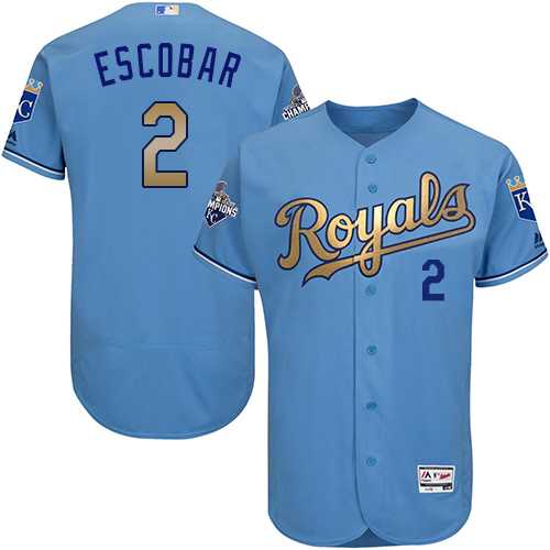 Kansas City Royals #2 Alcides Escobar Light Blue 2015 World Series Champions Gold Program Flexbase Stitched Jersey DingZhi,We sell and wholesale Kansas City Royals #2 Alcides Escobar Light Blue 2015 World Series Champions Gold Program Flexbase Stitched Jersey DingZhi on line form chian!