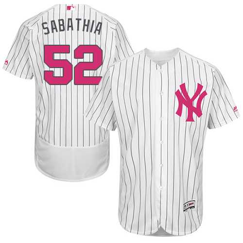 New York Yankees #52 CC Sabathia White Mother's Day Flexbase Stitched Jersey DingZhi,We sell and wholesale New York Yankees #52 CC Sabathia White Mother's Day Flexbase Stitched Jersey DingZhi on line form chian!
