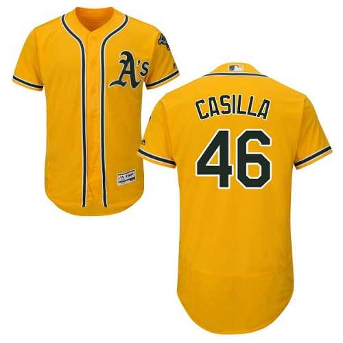 Oakland Athletics #46 Santiago Casilla Yellow Flexbase Stitched Jersey DingZhi,We sell and wholesale Oakland Athletics #46 Santiago Casilla Yellow Flexbase Stitched Jersey DingZhi on line form chian!