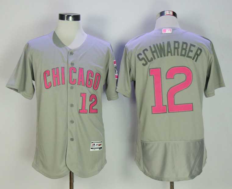 Chicago Cubs #12 Kyle Schwarber Gray Mother's Day Flexbase Jersey,We sell and wholesale Chicago Cubs #12 Kyle Schwarber Gray Mother's Day Flexbase Jersey on line form chian!