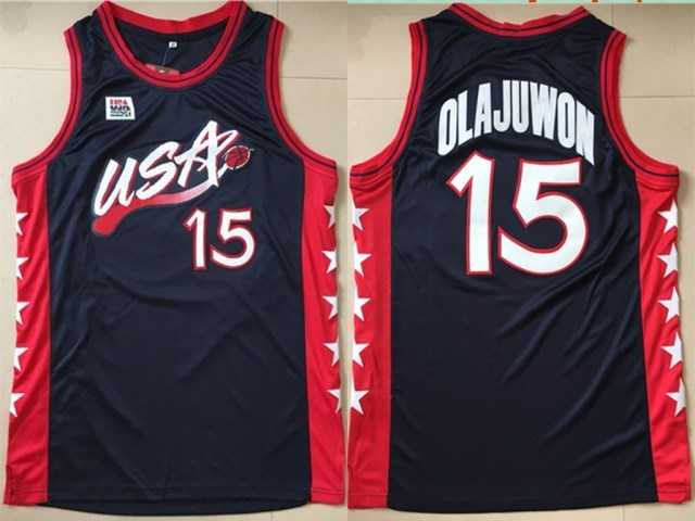 USA #15 Hakeem Olajuwon Black Dream Team III Jersey,We sell and wholesale USA #15 Hakeem Olajuwon Black Dream Team III Jersey on line form chian!