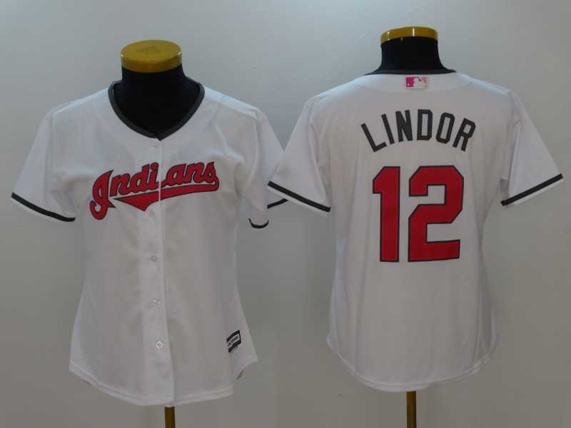 Women Cleveland Indians #12 Francisco Lindor White Mother's Day New Cool Base Jersey,We sell and wholesale Women Cleveland Indians #12 Francisco Lindor White Mother's Day New Cool Base Jersey on line form chian!