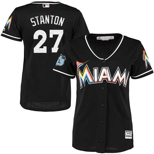 Women Miami Marlins #27 Giancarlo Stanton Black New 2017 Spring Training Cool Base Jersey DingZhi,We sell and wholesale Women Miami Marlins #27 Giancarlo Stanton Black New 2017 Spring Training Cool Base Jersey DingZhi on line form chian!