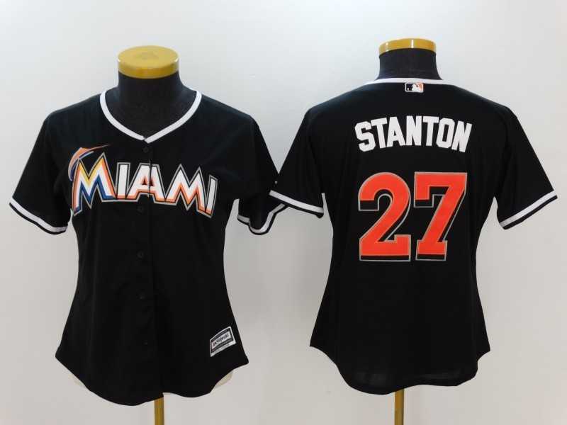 Women Miami Marlins #27 Giancarlo Stanton Black New Cool Base Jersey,We sell and wholesale Women Miami Marlins #27 Giancarlo Stanton Black New Cool Base Jersey on line form chian!