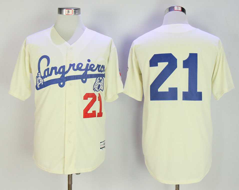 Cangrejeros de Santurce #21 Roberto Clemente Cream Jersey,We sell and wholesale Cangrejeros de Santurce #21 Roberto Clemente Cream Jersey on line form chian!