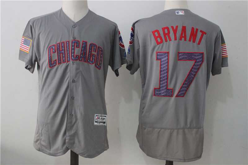 Chicago Cubs #17 Kris Bryant Gray 2017 Stars & Stripes Flexbase Jersey,We sell and wholesale Chicago Cubs #17 Kris Bryant Gray 2017 Stars & Stripes Flexbase Jersey on line form chian!