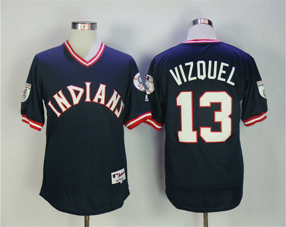 Cleveland Indians #13 Omar Vizquel Navy Turn Back The Clock Jersey,We sell and wholesale Cleveland Indians #13 Omar Vizquel Navy Turn Back The Clock Jersey on line form chian!