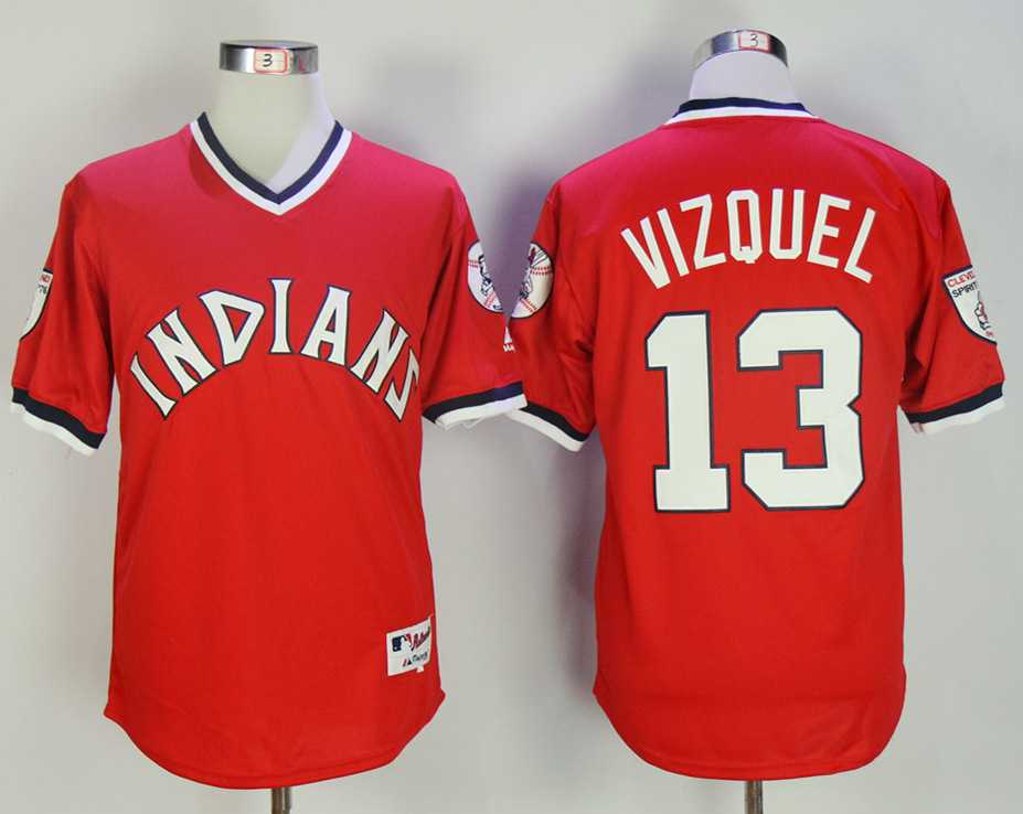 Cleveland Indians #13 Omar Vizquel Red Turn Back The Clock Throwback Jersey,We sell and wholesale Cleveland Indians #13 Omar Vizquel Red Turn Back The Clock Throwback Jersey on line form chian!