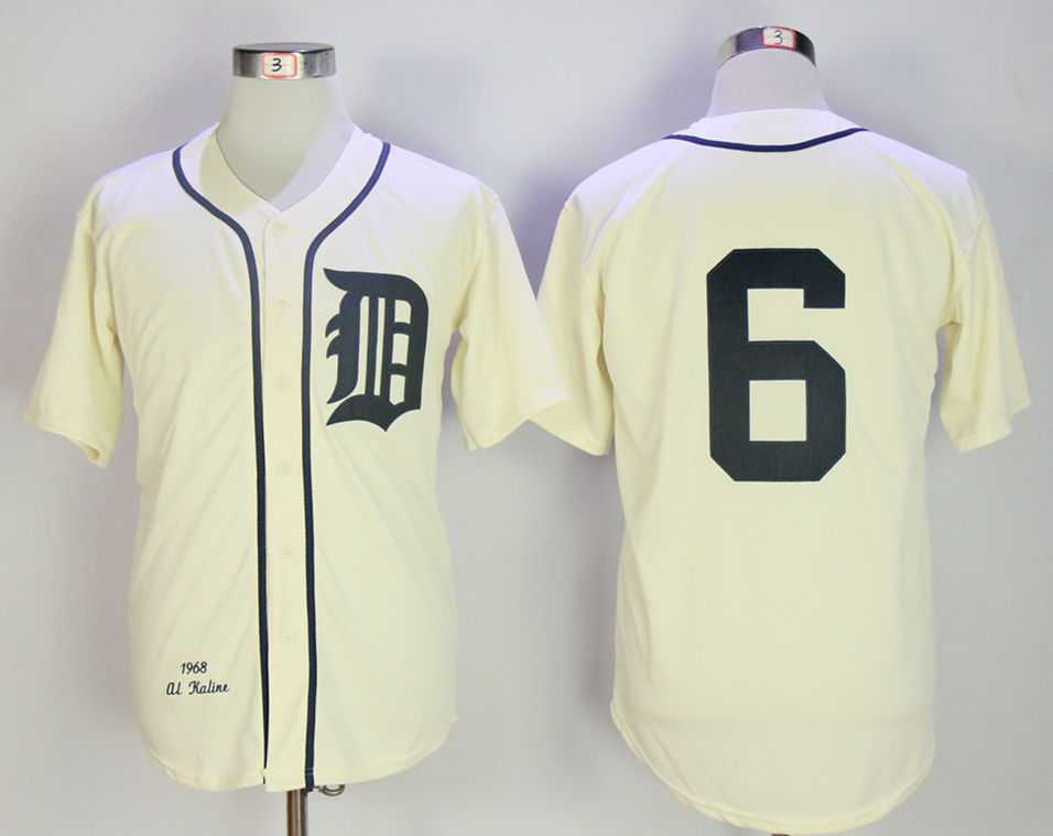 Detroit Tigers #6 Al Kaline Cream 1968 Throwback Jersey,We sell and wholesale Detroit Tigers #6 Al Kaline Cream 1968 Throwback Jersey on line form chian!