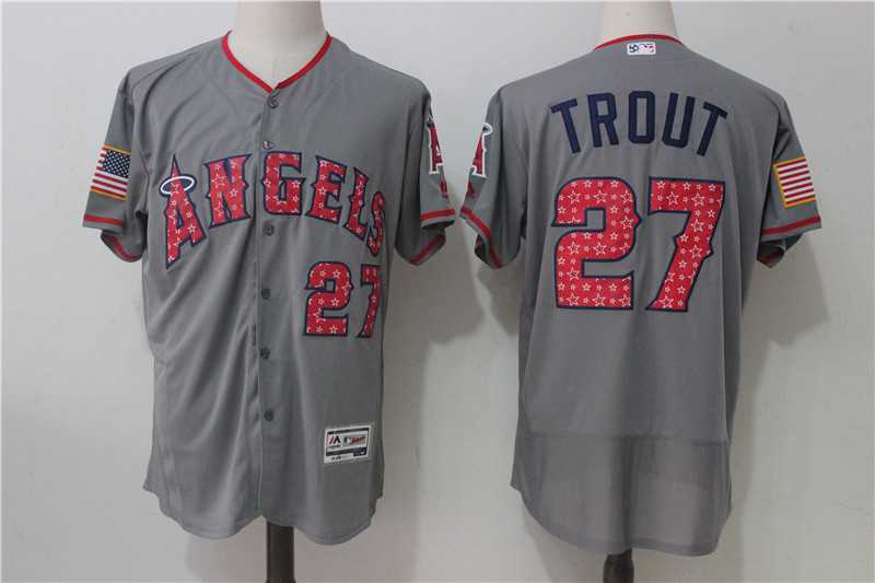 Los Angeles Angels of Anaheim #27 Mike Trout Gray 2017 Stars & Stripes Flexbase Player Jersey,We sell and wholesale Los Angeles Angels of Anaheim #27 Mike Trout Gray 2017 Stars & Stripes Flexbase Player Jersey on line form chian!