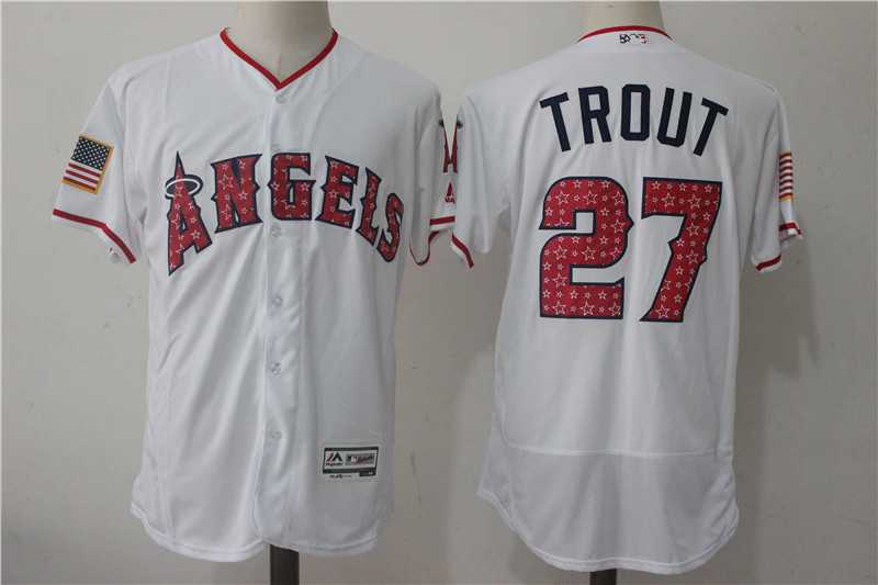 Los Angeles Angels of Anaheim #27 Mike Trout White 2017 Stars & Stripes Flexbase Player Jersey,We sell and wholesale Los Angeles Angels of Anaheim #27 Mike Trout White 2017 Stars & Stripes Flexbase Player Jersey on line form chian!