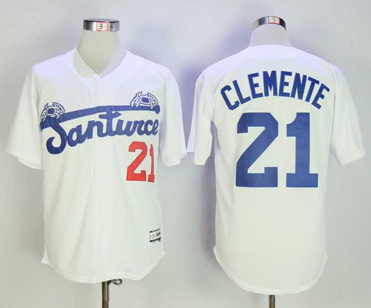 Puerto Rico Cangrejeros de Santurce 21 Roberto Clemente White Throwback Baseball Jersey,We sell and wholesale Puerto Rico Cangrejeros de Santurce 21 Roberto Clemente White Throwback Baseball Jersey on line form chian!