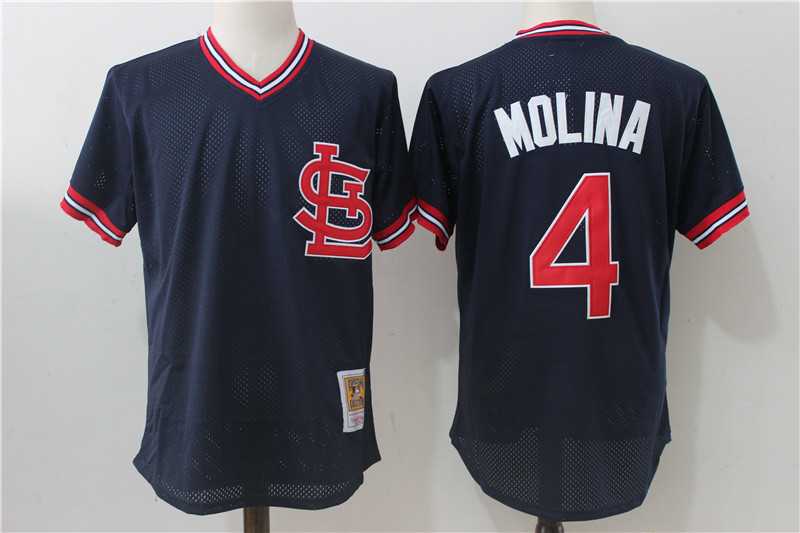 St. Louis Cardinals #4 Yadier Molina Navy Blue Mitchell And Ness Throwback Pullover Stitched Jersey,We sell and wholesale St. Louis Cardinals #4 Yadier Molina Navy Blue Mitchell And Ness Throwback Pullover Stitched Jersey on line form chian!