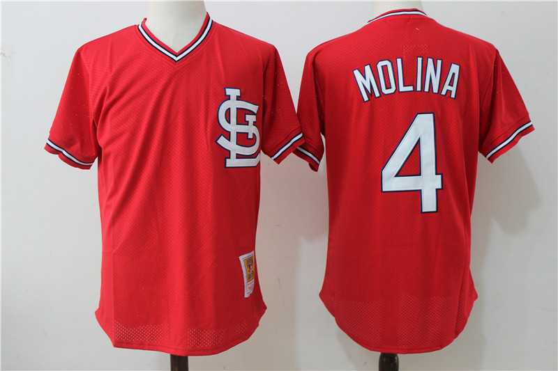 St. Louis Cardinals #4 Yadier Molina Red Mitchell And Ness Throwback Pullover Stitched Jersey,We sell and wholesale St. Louis Cardinals #4 Yadier Molina Red Mitchell And Ness Throwback Pullover Stitched Jersey on line form chian!