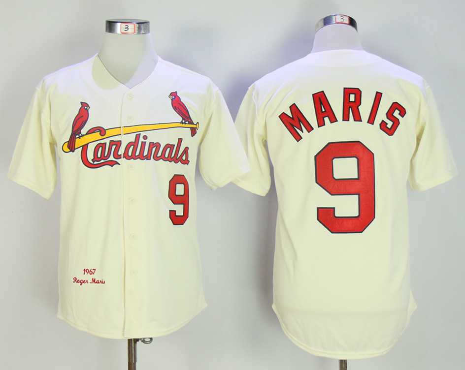 St. Louis Cardinals #9 Roger Maris Cream 1967 Mitchell & Ness Throwback Jersey,We sell and wholesale St. Louis Cardinals #9 Roger Maris Cream 1967 Mitchell & Ness Throwback Jersey on line form chian!