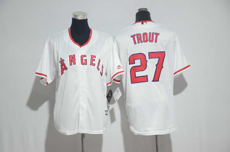 Youth Los Angeles Angels of Anaheim #27 Mike Trout White New Cool Base Jersey,We sell and wholesale Youth Los Angeles Angels of Anaheim #27 Mike Trout White New Cool Base Jersey on line form chian!