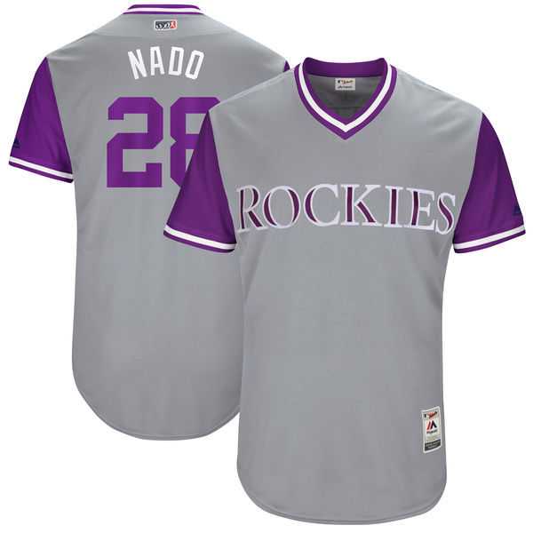 Colorado Rockies #28 Nolan Arenado Nado Majestic Gray 2017 Players Weekend Jersey,We sell and wholesale Colorado Rockies #28 Nolan Arenado Nado Majestic Gray 2017 Players Weekend Jersey on line form chian!