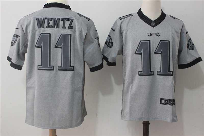 Nike Philadelphia Eagles #11 Carson Wentz Gridiron Gray II Stitched Limited Jersey,We sell and wholesale Nike Philadelphia Eagles #11 Carson Wentz Gridiron Gray II Stitched Limited Jersey on line form chian!