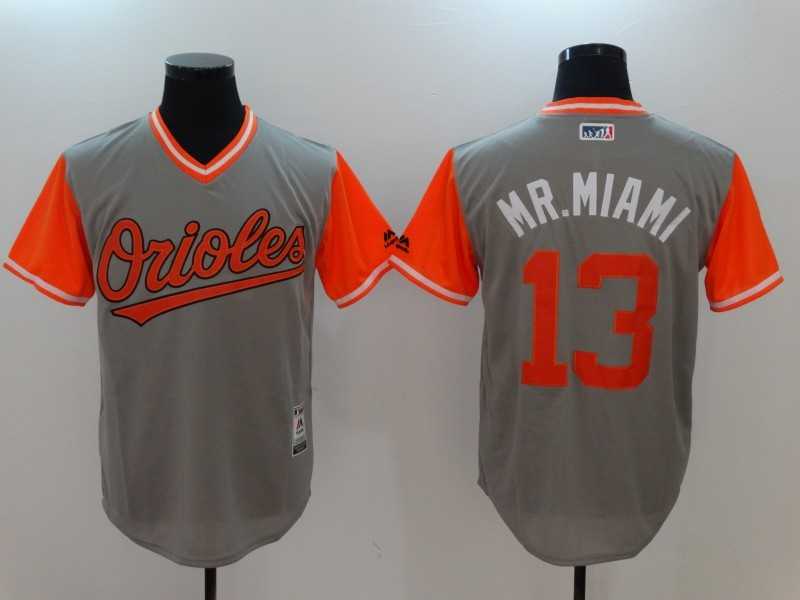 Baltimore Orioles #13 Manny Machado Mr. Miami Majestic Gray Players Weekend Mlb Jerseys,We sell and wholesale Baltimore Orioles #13 Manny Machado Mr. Miami Majestic Gray Players Weekend Mlb Jerseys on line form chian!