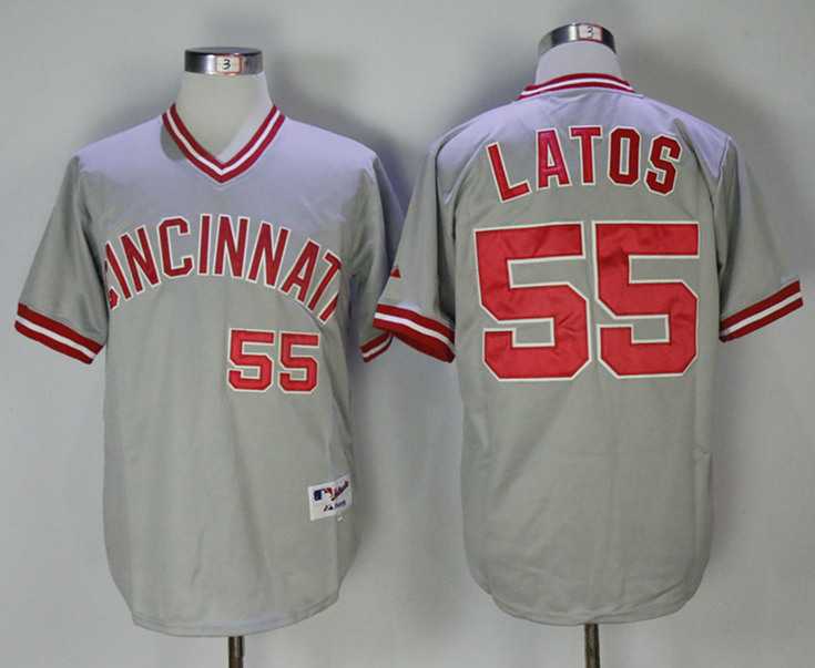 Cincinnati Reds #55 Mat Latos Gray Throwback Stitched MLB Jerseys,We sell and wholesale Cincinnati Reds #55 Mat Latos Gray Throwback Stitched MLB Jerseys on line form chian!