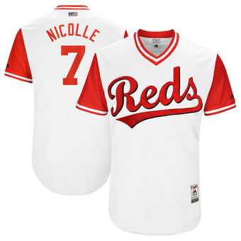 Cincinnati Reds #7 Eugenio Suarez Nicolle Majestic White 2017 Players Weekend Jersey JiaSu,We sell and wholesale Cincinnati Reds #7 Eugenio Suarez Nicolle Majestic White 2017 Players Weekend Jersey JiaSu on line form chian!