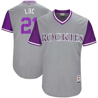 Colorado Rockies #21 Jonathan Lucroy Luc Majestic Gray 2017 Players Weekend Jersey JiaSu,We sell and wholesale Colorado Rockies #21 Jonathan Lucroy Luc Majestic Gray 2017 Players Weekend Jersey JiaSu on line form chian!