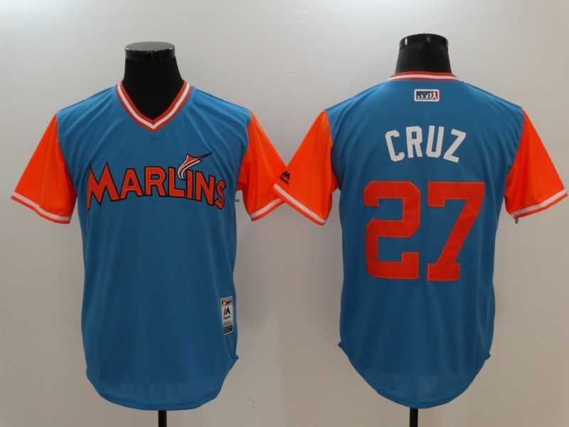 Miami Marlins #27 Giancarlo Stanton Cruz Majestic Blue Players Weekend Mlb Jerseys,We sell and wholesale Miami Marlins #27 Giancarlo Stanton Cruz Majestic Blue Players Weekend Mlb Jerseys on line form chian!