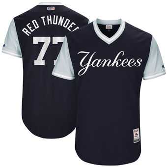 New York Yankees #77 Clint Frazier Red Thunder Majestic Navy 2017 Players Weekend Jersey JiaSu,We sell and wholesale New York Yankees #77 Clint Frazier Red Thunder Majestic Navy 2017 Players Weekend Jersey JiaSu on line form chian!